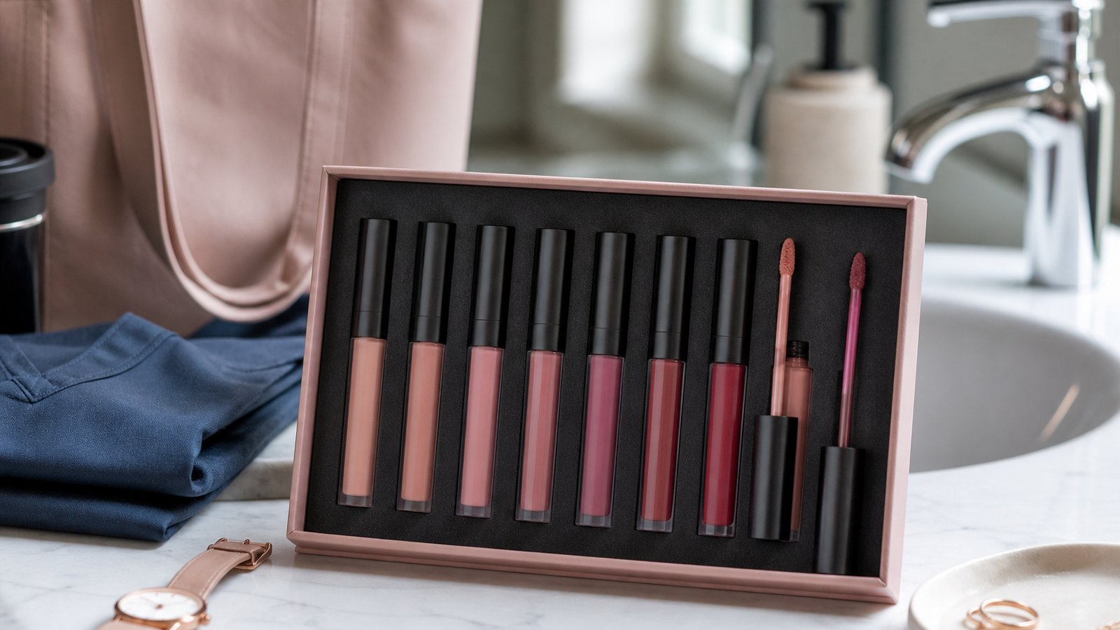 Matte liquid lipstick ready for a long UK work shift