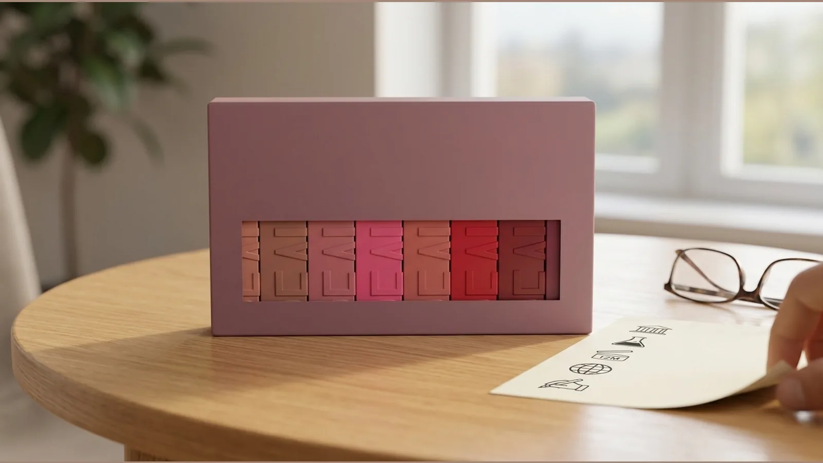 UK buyer checking the label on an imported liquid lipstick set